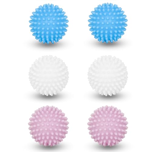 PUWOWYE 6 bolas de secador, bolas de secador, bolas de secador, bolas de secado de ropa para lavar a máquina, bolas de secado para la limpieza de la ropa del hogar