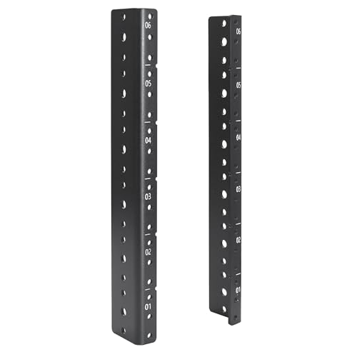 OCEANHUG 2 PCS 6U Rack Rails Kit for Wooden Studio Cabinets application 19 Rack Rails Vertical or Horizontal Mount for AV Sound Recording Network Equipment Installation