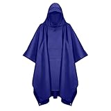 Vexnaro Wasserdichter Regenponcho 3-in-1, Atmungsaktive Regenjacke mit Taschen, Kapuze für Herren & Damen, Faltbar als Picknickdecke, Notunterkunft, für Wandern, Camping, Outdoor-Aktivitäten (Blau)