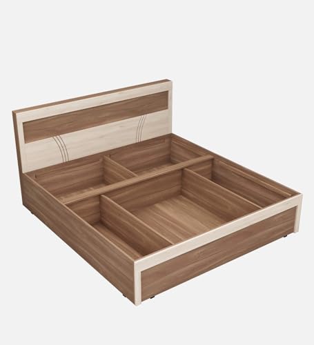 Image of Mintwud Pepperfry Solid Engineered Wood Sappora King Size Bed with Hydraulic Storage | Space Saving Wooden Palang Furniture for Living Room, Bedroom, Hotel (Bella Noce & Highland Pine Finish)