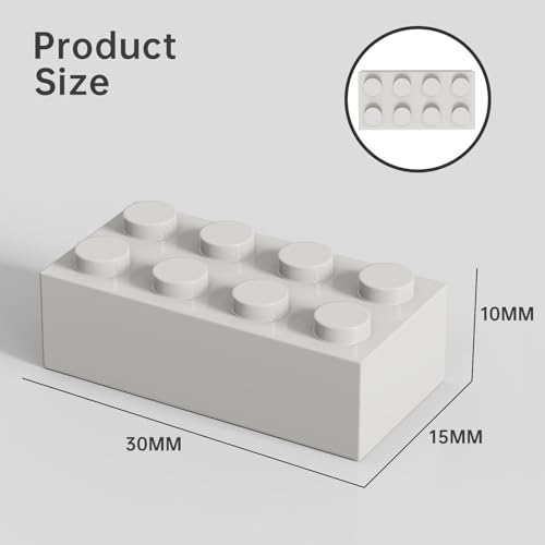 Image of Classic Bulk Brick Block 2x4, 200 Piece Building Brick White, Compatible with Lego Parts and Pieces 3001, Creative Play Set - Compatible with Major Brands(Colour:White)