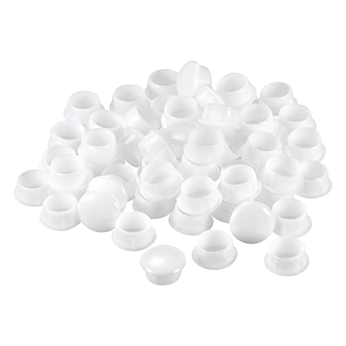 Image of uxcell Screw Hole Plugs, 15mm(19 /32 inch) Dia PP Snap in Shelf Button Flush Type Caps for Furniture Cabinet Cupboard, White 60 Pcs