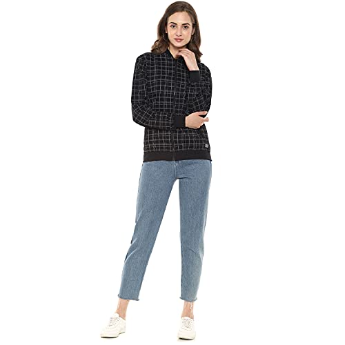 Image of PINACOLADA Mandarin Collar Black:Grey Checks Stylish Casual Jacket