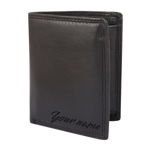 MORUCHA Portefeuille personnalisé pour homme | Portefeuilles gravés personnalisés pour homme | Portefeuille en cuir souple véritable | Blocage RFID...