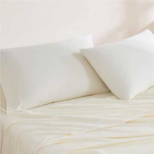 Image of Linen Closet Luxury Cotton 144 Thread Count Organic Cotton King Pillowcases, Set of 2, Fresh Ivory