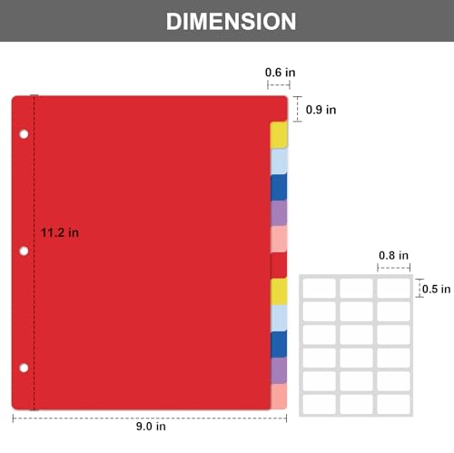Habgp S097 12 Tab Dividers For 3 Ring Binder, 12 Pcs Multicolor 3 Ring Binder Dividers With Tabs, Page Folder Dividers, Plastic Tabbed File Dividers With Tabs, Three Ring Binder Index Dividers, 1 Set thumb #3