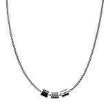 Color plata Emporio Armani Collar de acero inoxidable de plata, ejemplo, EGS2383020