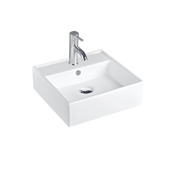 Lavabo de salle de bain carré, vasque en céramique à poser de 465 mm