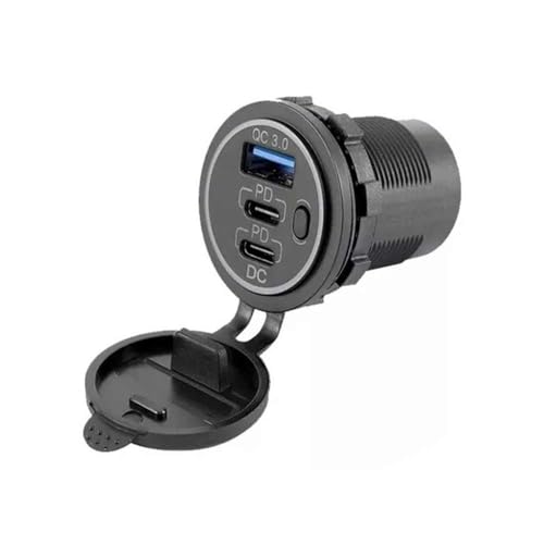 USB Fast Charging Charger Modified Dual QC3.0 with Blue Light Input 12/24V Output 5V for Marine Truck Motorcycle Car etc