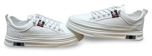 Image of Fashion Platform Sneakers, Embossed Pattern, Casual Athletic Shoes for Mens