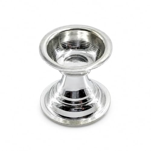 Image of 925 Sterling Silver Diya for Pooja | Handcrafted Silver Deepam Ghee Vilakku Lamp | Home Temple Decor | Silver Pooja Item