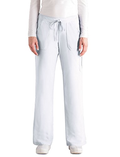 Grey s Anatomy Women s 4245 Junior Fit 4-Pocket Elastic Back Scrub Pants, White, 5X-Large