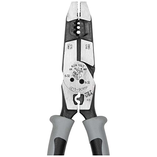 Klein Tools J2159CRTP Side Cutting Pliers, Made in USA, 9-Inch Journeyman High Leverage Hybrid Pliers with Crimper, Fish Tape Puller and Wire Stripper by KLEIN TOOLS - Image 8