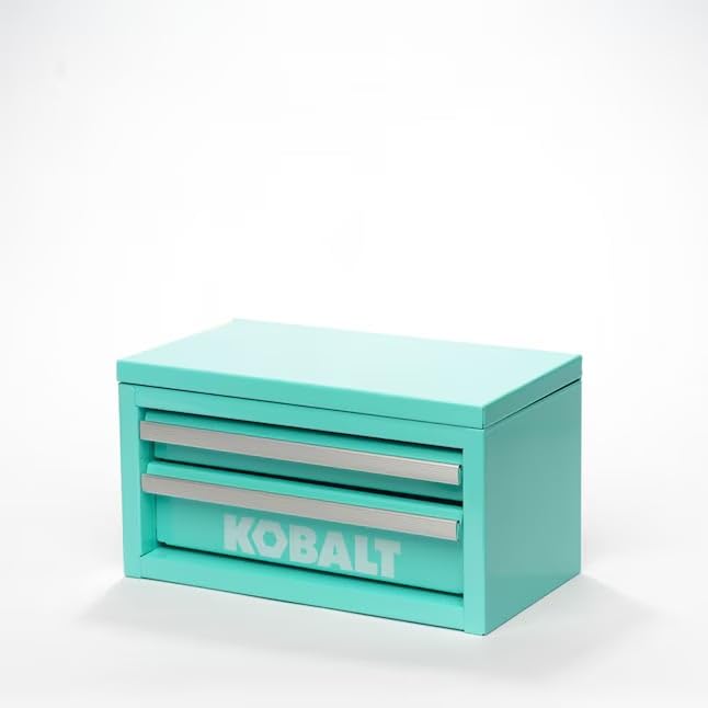 mini 2-drawer steel tool box teal color