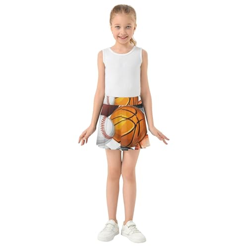 Athletic Shorts Girls Skorts Tennis Skirts Kids Gymnastics Pleated Sports Balls Basketballs 3t3