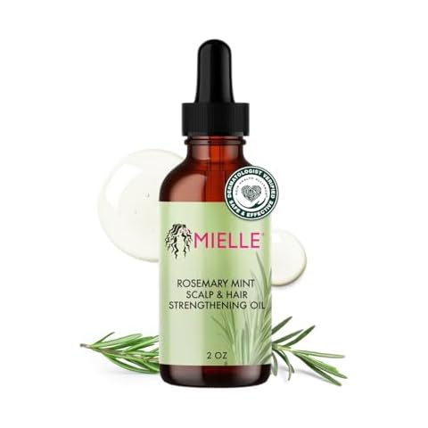 Mielle Organics Rosemary & Mint Hair Oil - Strengthening Biotin Oil Infused Frizzy & Damaged Hair Care - Split Ends & Dry Scalp Treatment to Support Longer, Healthier Strands, 2oz Cover