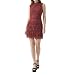 OctMoon Women's Sleeveless Pleated Halter Dress with Fringe Skirt Trendy Casual Cocktail Dress, Summer Vacation Outfits (Wine Red) - L
