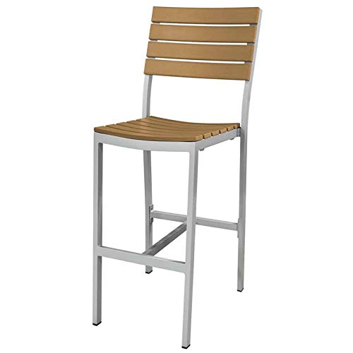 Source Furniture Vienna Aluminum Frame Patio Bar Side Stool in Teak