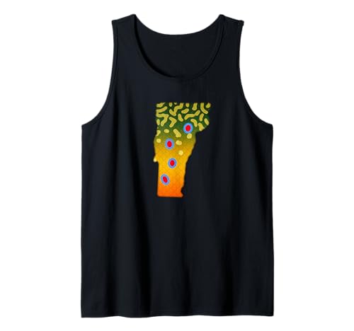 Vintage Brook Trout Fish Vermont State Map Fly Fishing Regali Canotta