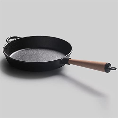 Padella per pancake， Padella antiaderente for pancake con manico in legno, padella in ghisa for pentole da cucina a induzione, fornelli a gas, durevoli