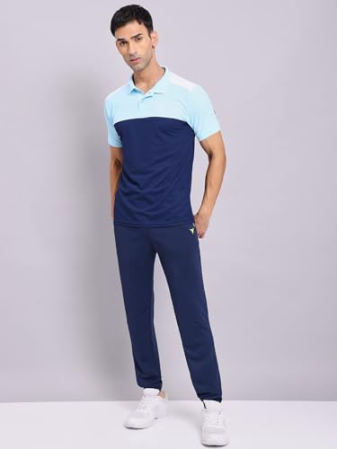 Image of TECHNOSPORT Mens Polyester Slim Fit Activewear Track Pant with SPF50+ for Running, Workout Wear Antimicrobial & Quick Dry