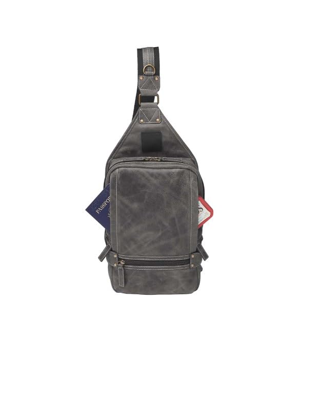 Gun Tote'n Mamas Leather Crossbody Sling Bag,Distressed Buffalo, Grey, Gray