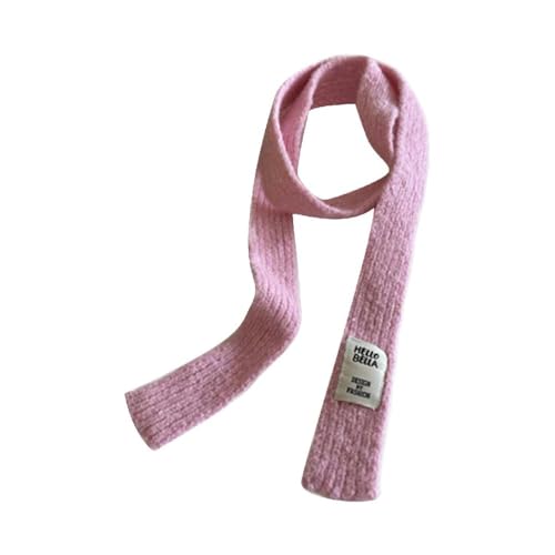 Women Winter Solid Color Scarf Dopamine Styling Neckerchief Y2k Decorative Thin Knitted Neck Guard Lightweight Knit Sca
