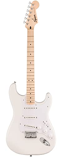 Image of Fender Squier Sonic Stratocaster HT - Arctic White Bundle with Tuner, Strap, Picks, and Austin Bazaar Guitar DVD
