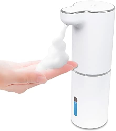 LINGSHU Automatic Touchless Soap Dispenser, 10.2oz Rechargeable Foaming Soap Dispenser Waterproof with Adjustable Volume, Suitable for Bathroom/Kitchen/Office/Hotel(White)