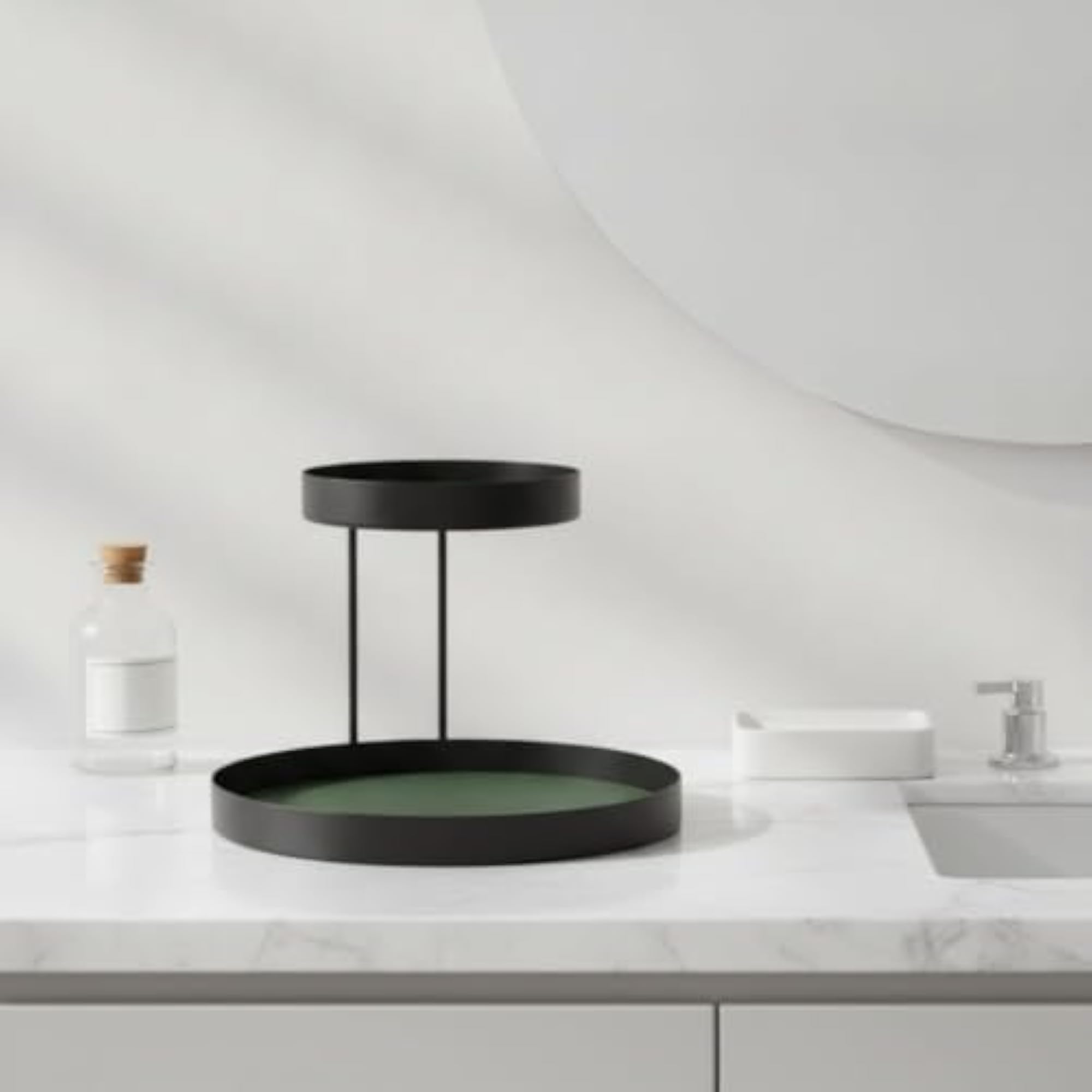 Double-Layer Two-Tier Cosmetic Organizer with Metal Frame