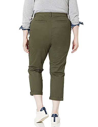 Amazon Essentials Damen Khakifarbene, Dehnbare Slim-Fit-Hose mit mittelhohem Bund (In Übergröße erhältlich), Dunkles Olivgrün, 38