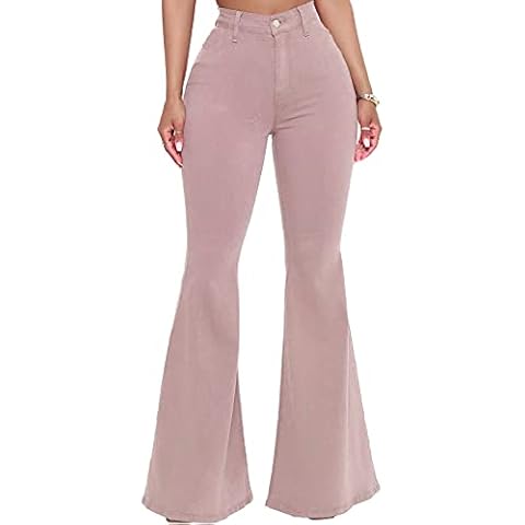YouSexy Women's Flare Bell Bottom Jeans Knee Ripped Destroyed Flare Denim Pants - - XL Cover