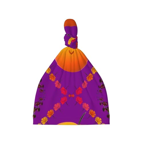 Baby Beanie Smiley Orange Knotted Hat - Soft, Warm, Comfortable, Headwear for Newborns, 0-6 Months