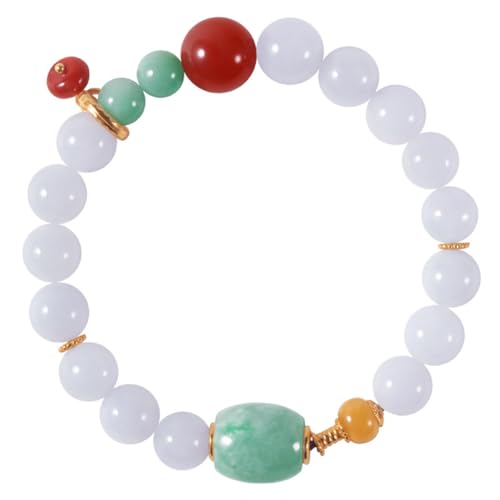 DAZZARRY レディースブレスレット本翡翠 9mm ひすい パワーストーン数珠 ブレス 18K アクセサリー レッドメノウ 天然石 健康運 不老長寿 癒しお守り HS134のサムネイル