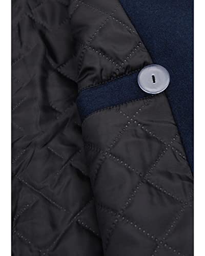 Image of Lisskolo Men's Wool Blend Double Breasted Pea Coat Classic Notched Collar Warm Woolen Coats Winter Outwear Jackets