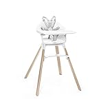 Trona Stokke Clikk, Blanco - Trona todo en uno con bandeja + arnés - Ligera, duradera y para viaje - Ergonómica con características ajustables - Ideal niños de 6-36 meses