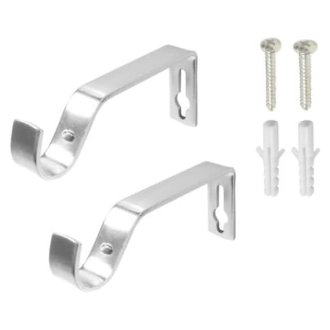 HomeElabador Curtain Pole Rod Bracket Pipe Holder 19mm Heavy Duty Drapery Ring Hook Sturdy Metal Alloy (Silver) Cover