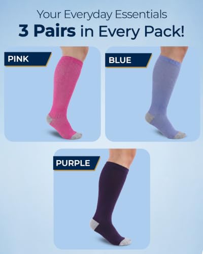 Image of Pembrook 3 Pairs Plus Size Compression Socks Wide Calf - Bamboo Viscose Compression Socks for Women Wide Calf