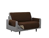 Linen Store Quilted Reversible Microfiber Pet Dog Couch Furniture Protector Cover (Loveseat, Brown/Mocha)