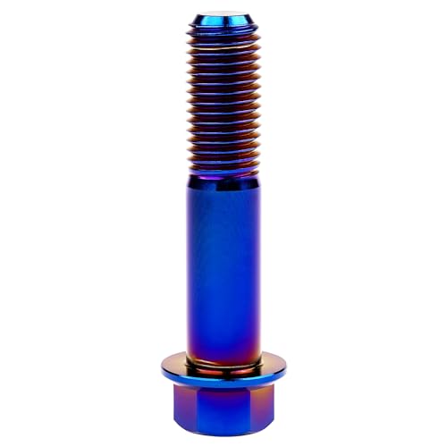 Image of Titanium Bolt M12 30 35 40 45 50 55 60 65 70 75 80 85 90mm Hex Small Flange Head for Motorcycle Car Modification Pack of 4 (M12x55mm Pitch 1.25, Burnt Blue)