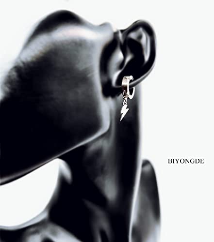 Biyongde Stainless Steel Ear Cuff Ear Clip Non-Piercing Clip On Earrings Dangling Lightning Bolt, Mens Womens, Punk Rock … #TOP1