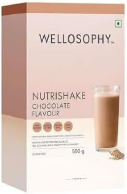 Oriflame Wellosophy Nutrishake Natural Shake 500gm High Protein, High Fiber, Gluten Free, Non GMO (Chocolate)
