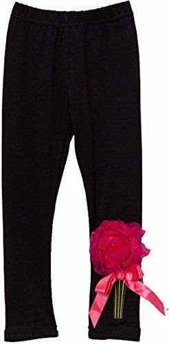 wenchoice Black Organdy Flower Leggings Girl's S(1T-2T)