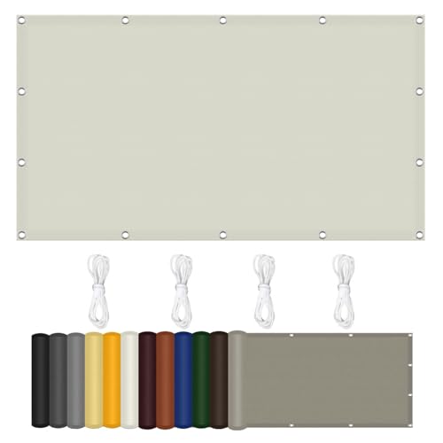 Sonnenschutz Baldachin 120 x 240 cm im Viele Größe Und Farben Markise Balkon Aufrollbar, mit Ösen für Balkon Terrasse Schwimmbad Überdachung, cremefarben