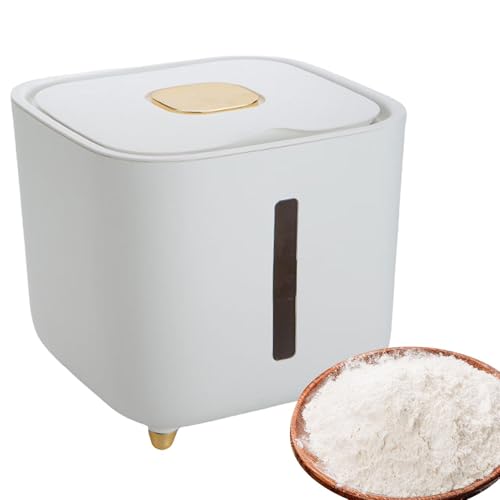 Secchio per riso, contenitore ermetico da 10 kg con finestra trasparente, distributore di cereali, farina e alimenti secchi per dispensa e cucina, contenitore per riso a prova di umidità per alimenti