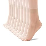 YAGAXI Women's Everyday Sheer Ankle Nylon Soft socks - 9 Pairs 20D Reinforced Toe with Comfort Top Hosiery（9Nude）