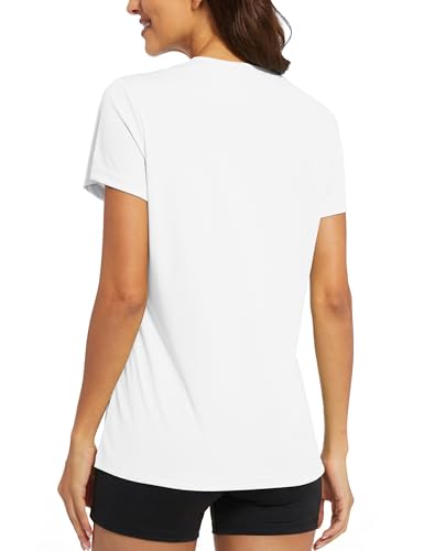 Image of MAGCOMSEN Women's Short Sleeve T-Shirts UPF 50+ Sun Protection Shirts Quick Dry Athletic Running Workout Tops Rash Guard