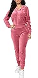 BOGURST Velour Tracksuit Womens 2 Piece Sets Jogging Sweatpants Outfits Pink XL