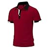 Men's Polo Shirt Short Sleeve Knitted Poloshirt with Buttons Summer Polos Ribbed T-Shirt Golf Shirts Hipster Hip Hop Tshirts Activewear (Red,4XL) #2