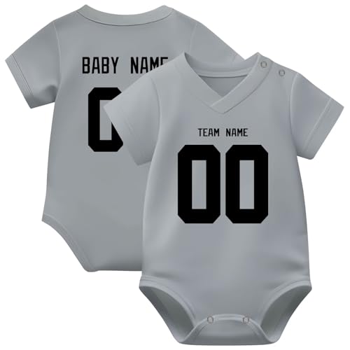 Image of KREDE Baby Clothes Unisex Bodysuit Jersey Style Custom Name Number for Baby Boys